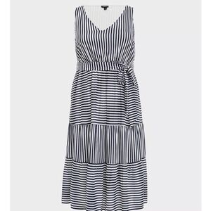 Torrid Midi Dress Challis Striped Tiered Sundress Summer Dress Size‎ Large (0)